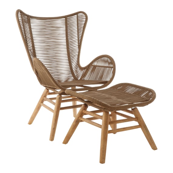 Sisal Latte Rope Lounge Chair And Footstool Garden Furniture