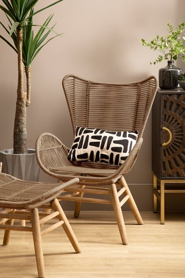 Sisal Latte Rope Lounge Chair And Footstool