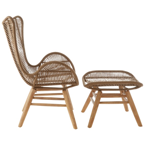 Sisal Latte Rope Lounge Chair And Footstool Style 01