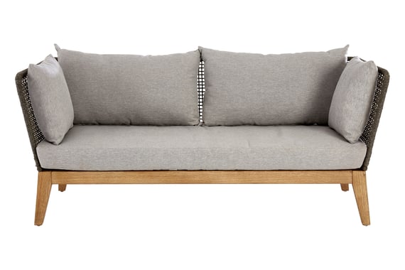 Opus 3 Seat Rope Woven Sofa With Grey Cushions Garden Furniture