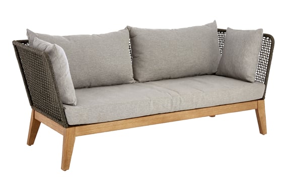 Opus 3 Seat Rope Woven Sofa With Grey Cushions Style 03