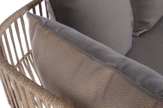 Opus Woven Rope 2 Seater Sofa With Grey Cushions Detail 01