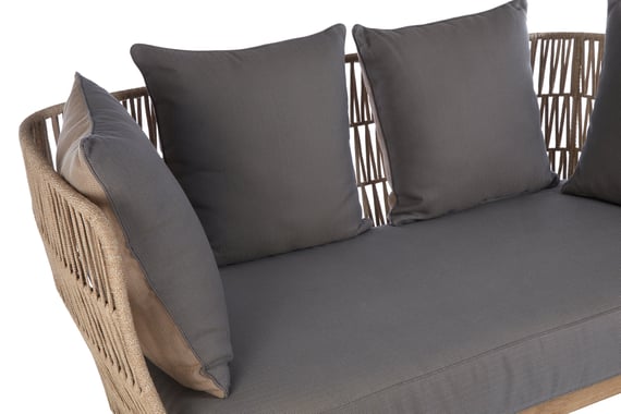 Opus Woven Rope 2 Seater Sofa With Grey Cushions Detail 03