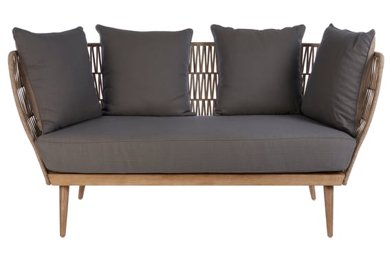 Opus Woven Rope 2 Seater Sofa With Grey Cushions Garden Furniture