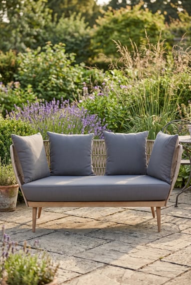 Opus Woven Rope 2 Seater Sofa with Grey Cushions