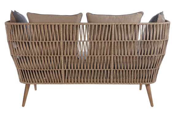 Opus Woven Rope 2 Seater Sofa With Grey Cushions Style 01