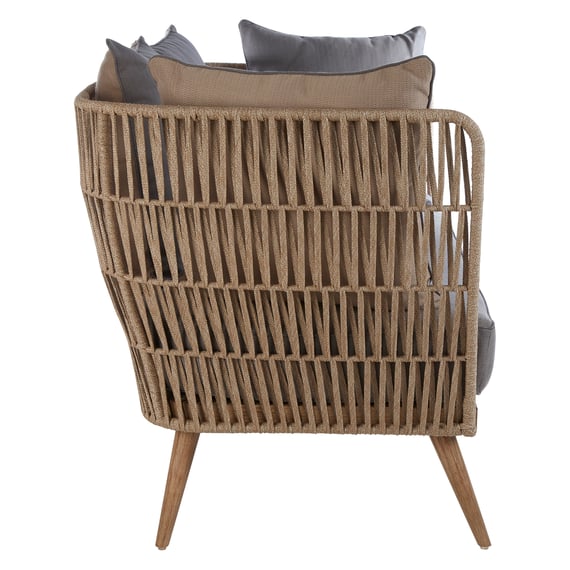 Opus Woven Rope 2 Seater Sofa With Grey Cushions Style 02