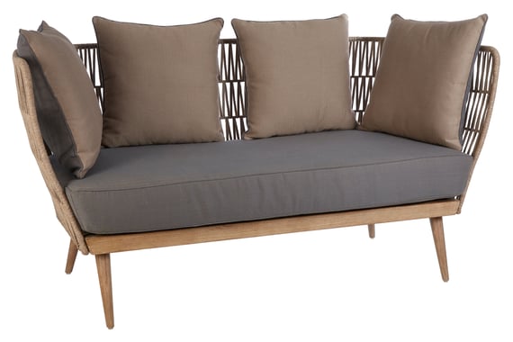Opus Woven Rope 2 Seater Sofa With Grey Cushions Style 03
