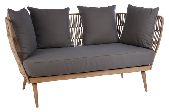 Opus Woven Rope 2 Seater Sofa With Grey Cushions Style 04