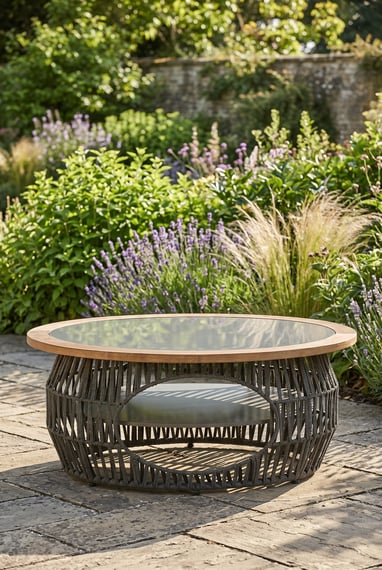 Opus Grey Woven Rope and Stone Coffee Table