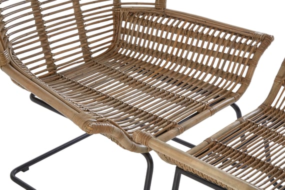 Manado Natural Rattan Lounge Chair And Footstool Detail 02