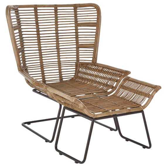 Manado Natural Rattan Lounge Chair And Footstool Garden Furniture