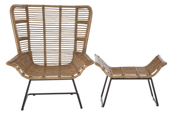 Manado Natural Rattan Lounge Chair And Footstool Style 04