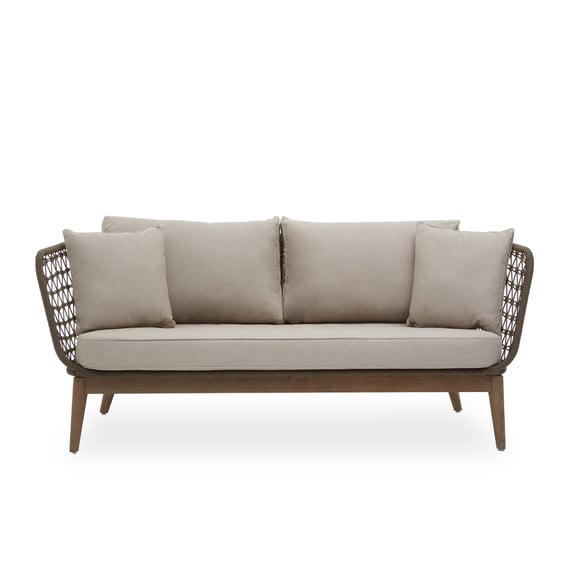 Opus Grey Woven Rope Three Seater Sofa With Cushio Garden Furniture