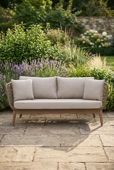 Opus Grey Woven Rope Three Seater Sofa with Cushions