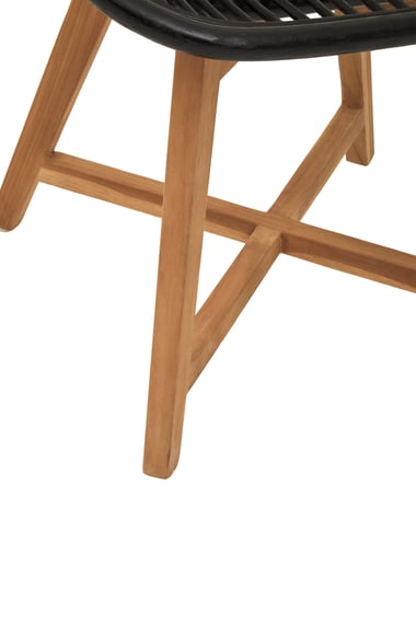 Manado Black Natural Rattan And Teak Chair Detail 01