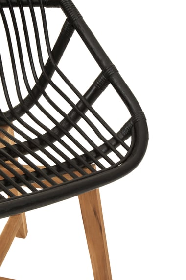 Manado Black Natural Rattan And Teak Chair Detail 03