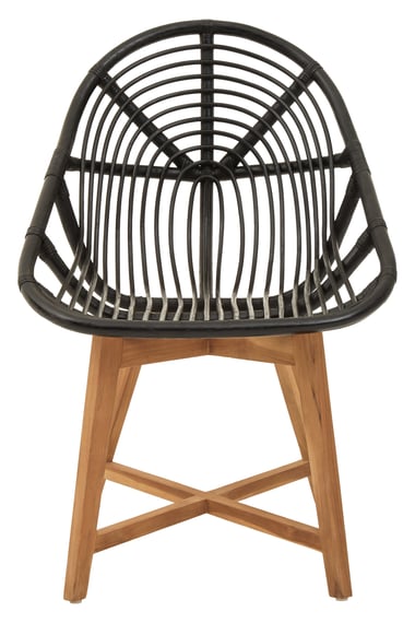 Manado Black Natural Rattan And Teak Chair Garden Furniture
