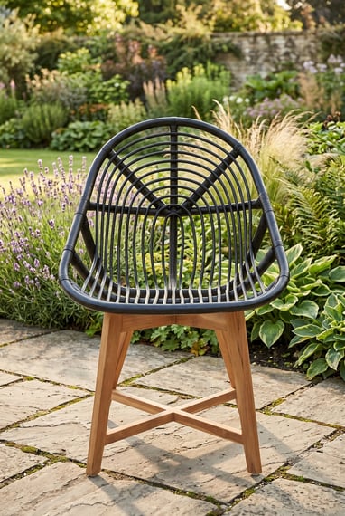 Manado Black Natural Rattan And Teak Chair