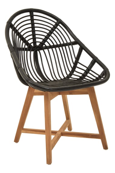 Manado Black Natural Rattan And Teak Chair Style 03