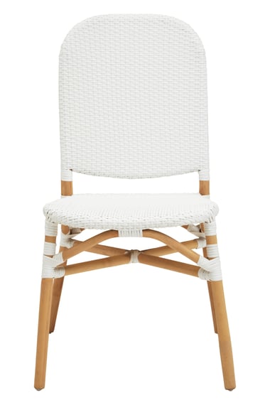 Manado Natural And White Rattan Dining Chair Garden Furniture