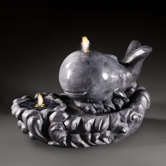 Blue Whale Solar Water Feature with LED