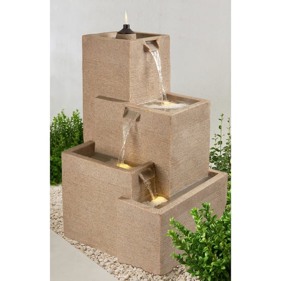 Tumbling Cascade Water Feature with Light
