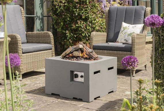 Happy Cocooning 61cm Grey Gas Fire Bowl with Optional Shelf