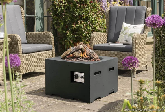 Happy Cocooning 60cm Black Gas Outdoor Fire Pit