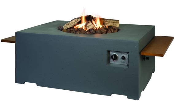 Happy Cocooning Rectangular Grey Gas Fire Bowl with Optional Shelf