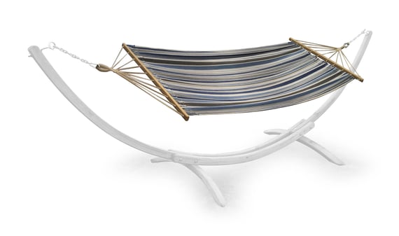 Suncast Wooden Garden Hammock Blue Striped Canvas