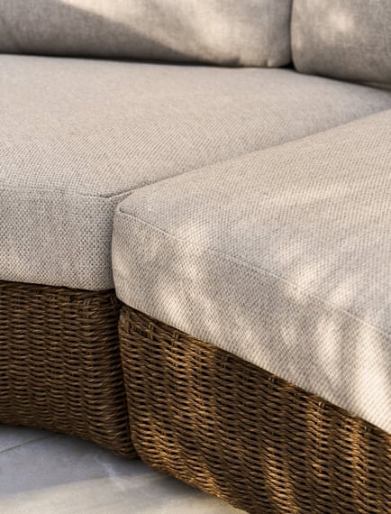 hambridge curved corner sofa olefin cushions dark natural garden set