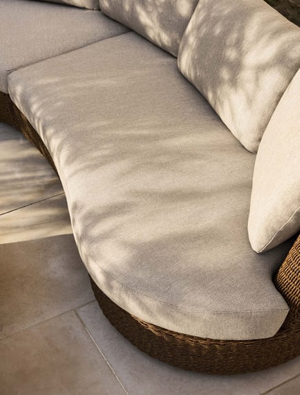 hambridge curved corner sofa ottoman set dark natural garden