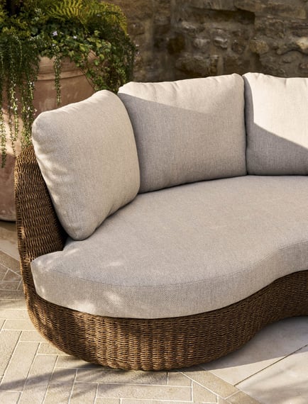 hambridge rattan curved corner sofa banana palm weave garden