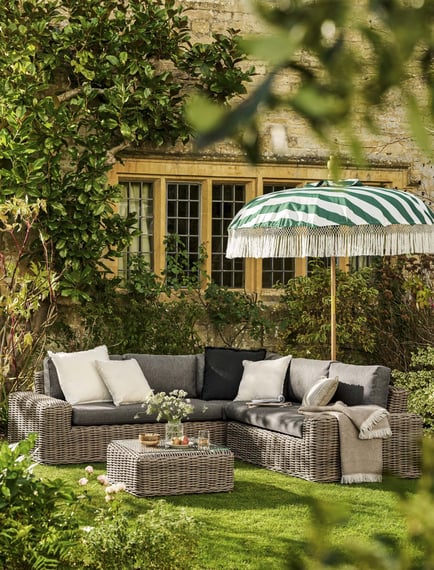 Moorgate Corner Sofa Set - PE Rattan, Dark Natural