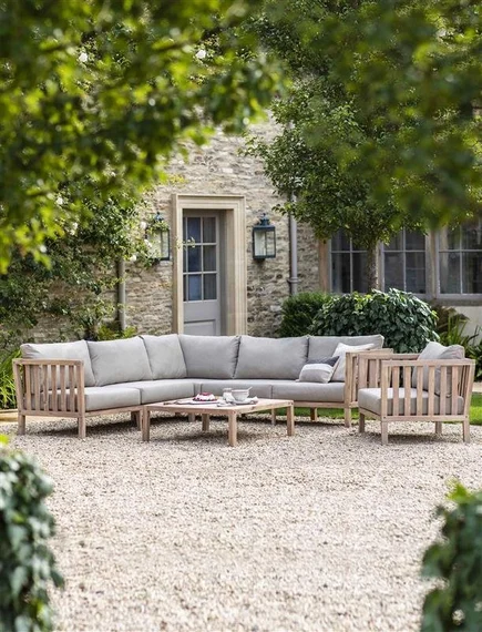 Porthallow Corner Sofa Set - Acacia Wood, Natural