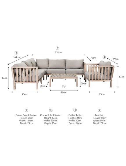 porthallow corner sofa set natural garden living acacia