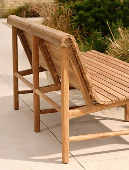 station bench double reclaimed teak wood garden seating