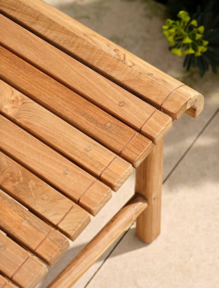 station bench double natural teak garden bench copper detail
