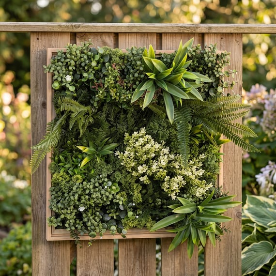 50x50cm Artificial Living Wall Art in Frame Jade Envy