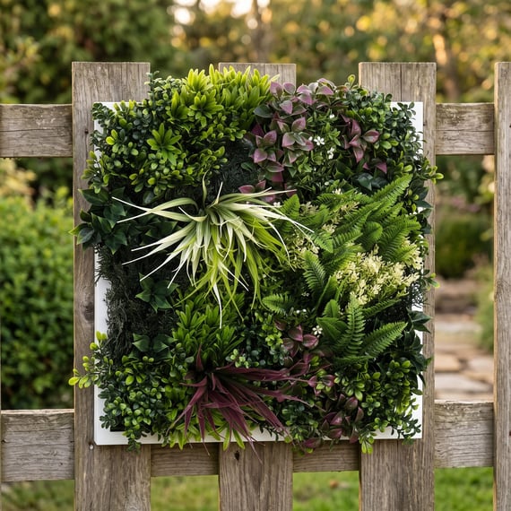 50x50cm Artificial Living Wall Art in Frame Lush Tropics