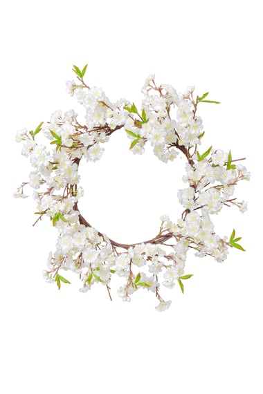 Artificial & Cherry Blossom Wreath Cream 66cm