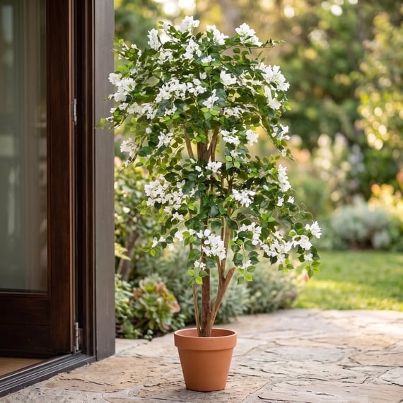 Artificial Flowering Bougainvillea White 180cm