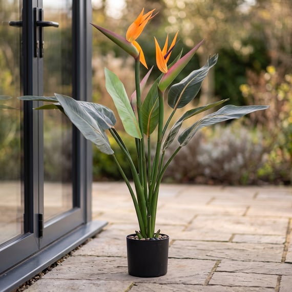 Artificial Flowering Tropical Bird 103cm Fire Retardant