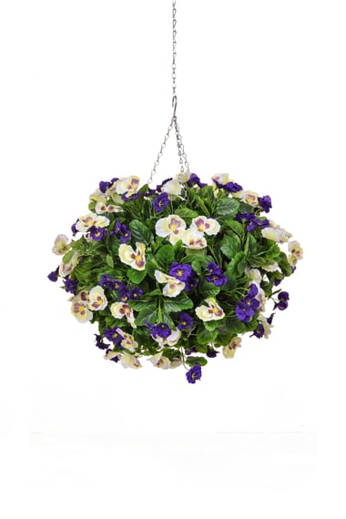 Artificial Pansy Medium Ball Purple White 30cm alternative view