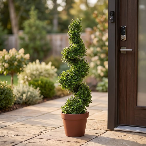 Artificial Topiary New Buxus Spiral 90cm