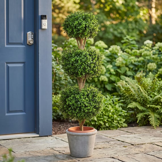 Artificial Topiary New Buxus Triple Ball 120cm UV Resistant
