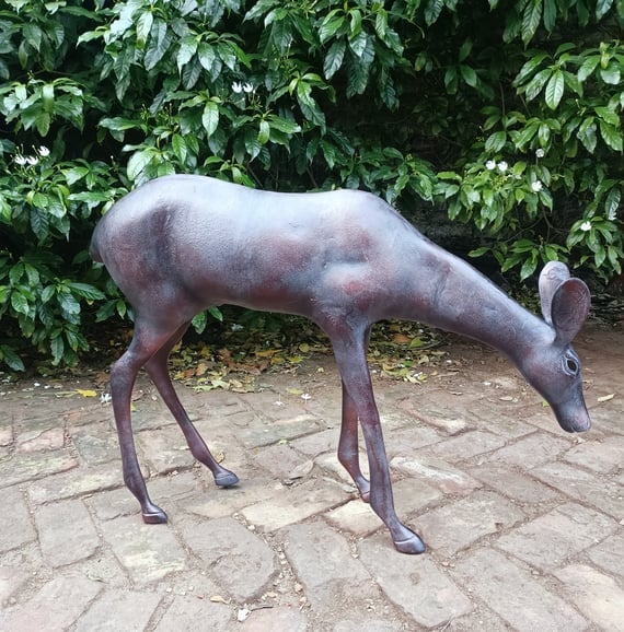 Grazing Doe Garden Sculpture Ornament Large