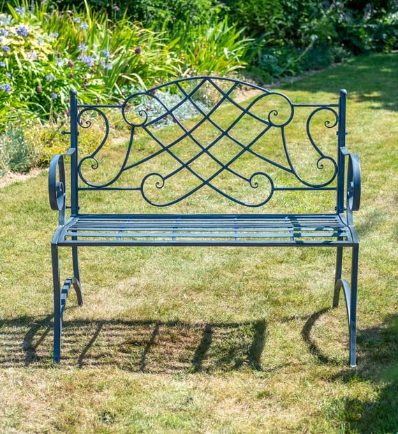 Heritage Grey Metal Garden Bench