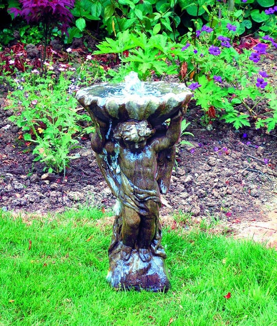 Angel With Shell Stone Fountain